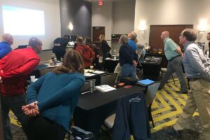 Peak Ergonomics safety seminar attendees stretch